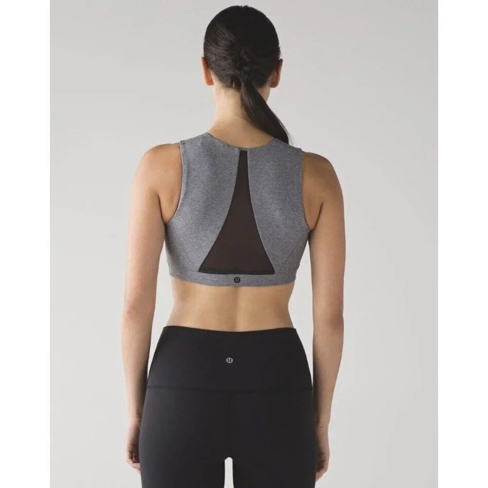 lululemon athletica Grey and Black High-Neck Mesh-Back Sports Bra